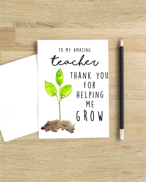 teachers day card thank you for helping me grow